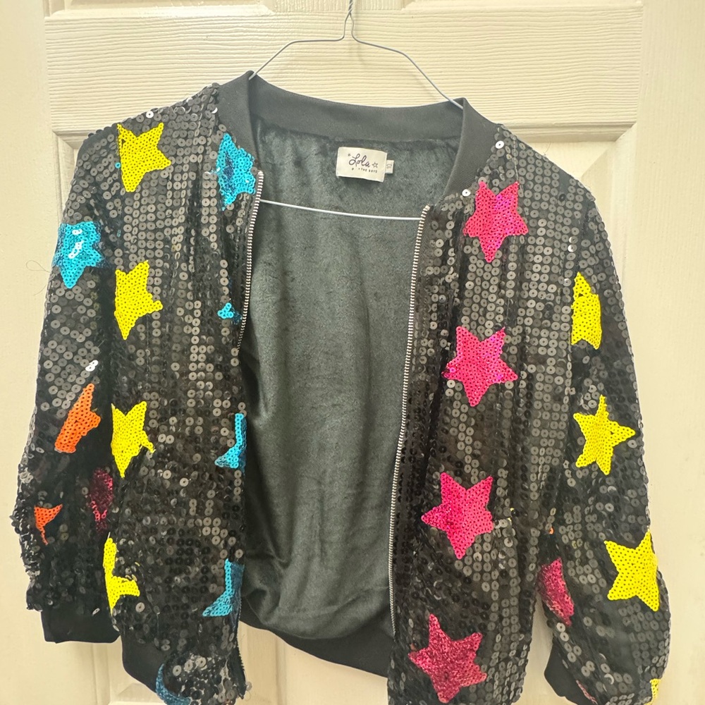 Lola + The Boys black sequin stars jacket
